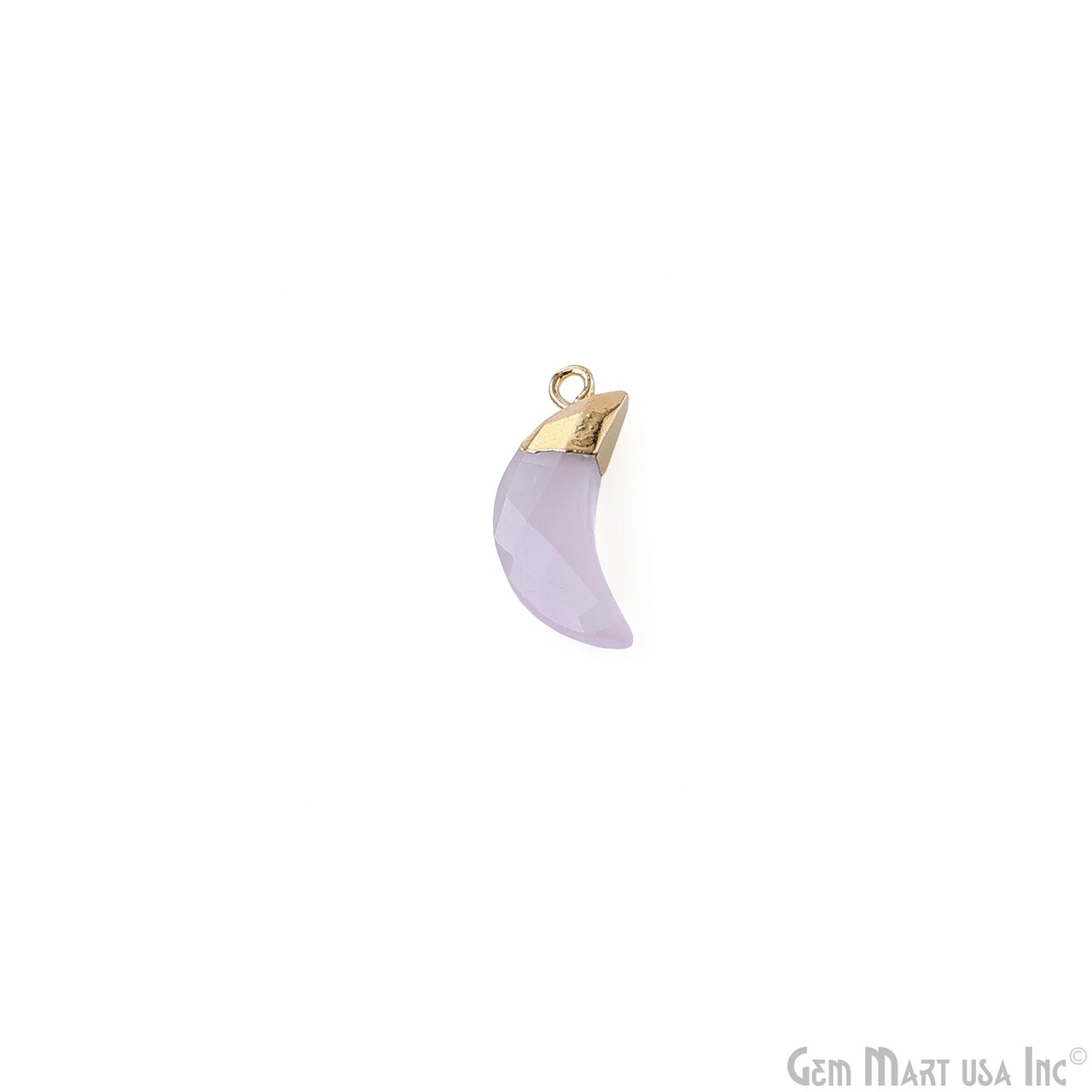 Moon Pendant Charm, Natural Faceted Gemstone, Gold Plated Moon Bracelet Charm, Necklace Pendant, 21x6mm, GemMartUSA (50789)